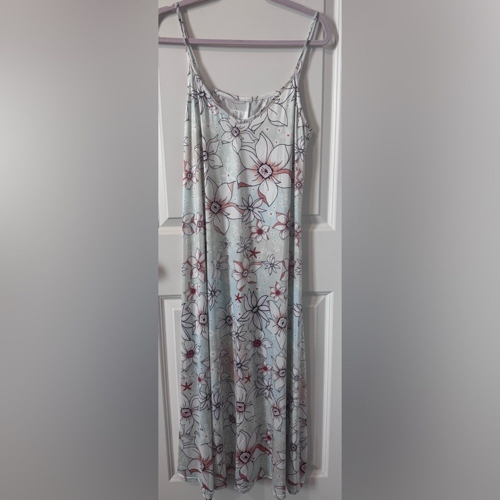NWOT Sexy Tie-dye V Neck Maxi Dress Summer Loose Sun Dress for Beach Vacation Sm